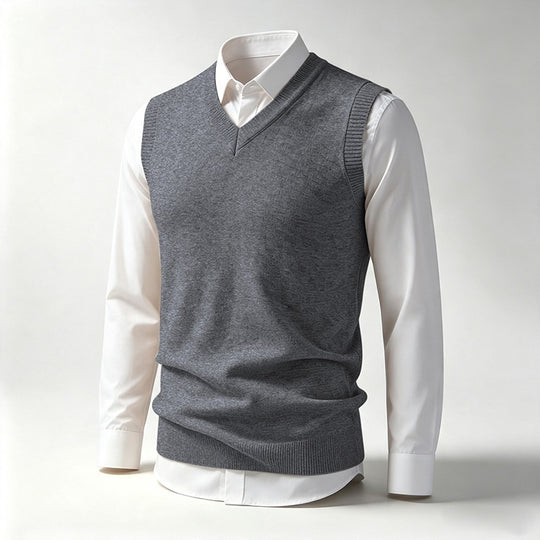 Herren Ärmellose Feinstrick V‑Ausschnitt Weste mit geripptem Saum Shop Nory
