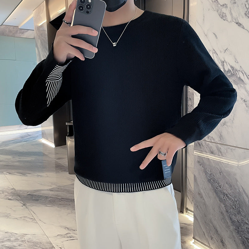Herren Feinstrick-Pullover mit dezenter Rippenstruktur und kontrastiertem Saum Shop Nory
