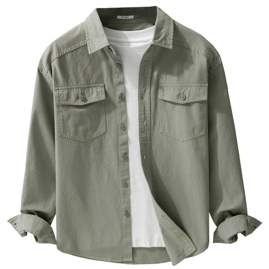 Herren Twill-Overshirt im Worker-Stil mit doppelten Brustklappen und Relaxed-Fit Shop Nory