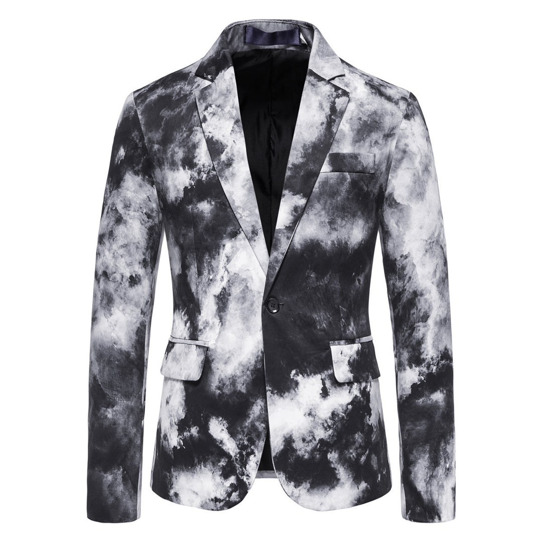 Herren Slim-Fit Sakko mit Aquarell-Print und Ein-Knopf-Verschluss Shop Nory