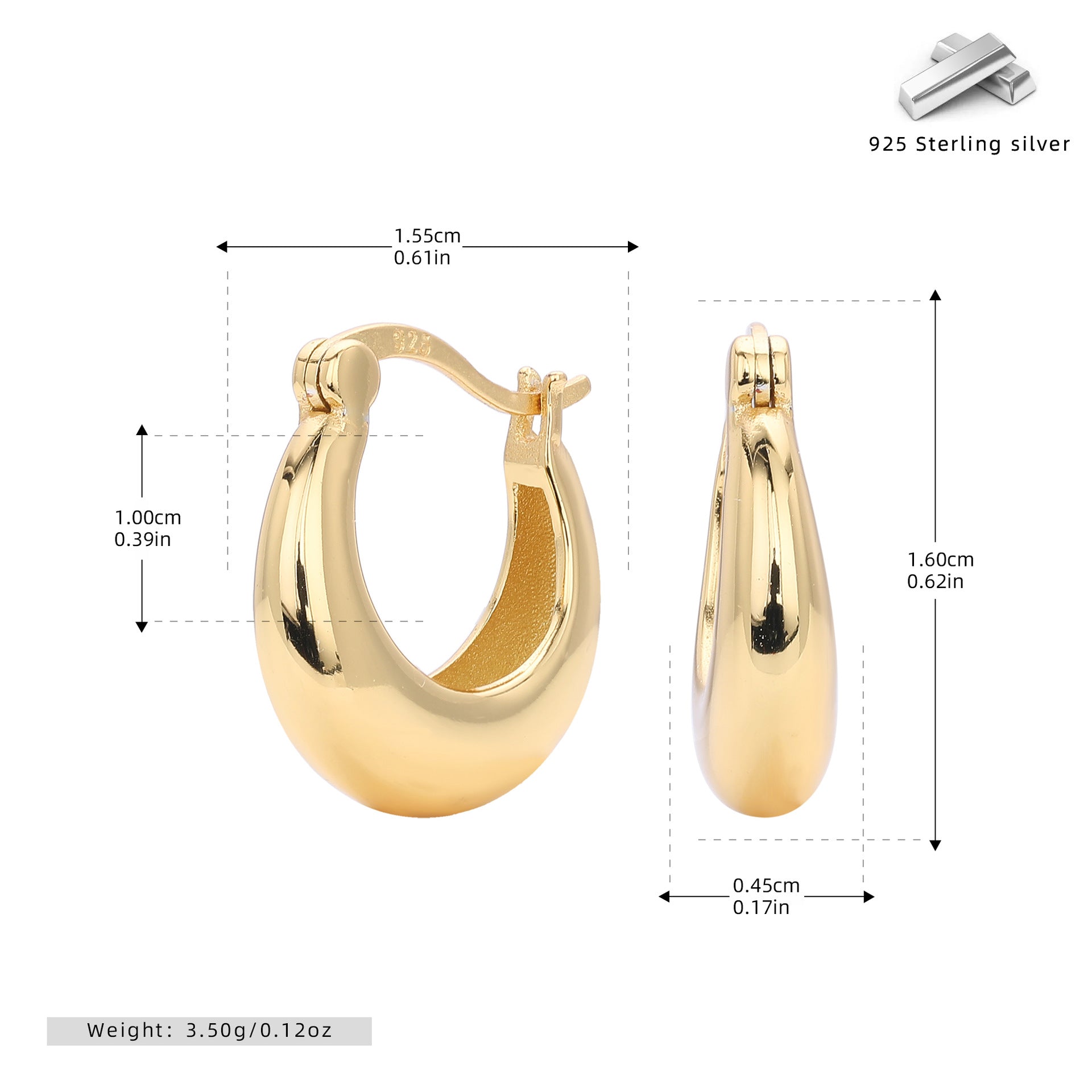 Damen Creolenohrringe aus hochwertigem 925 Sterling Silber mit modernem Design Shop Nory