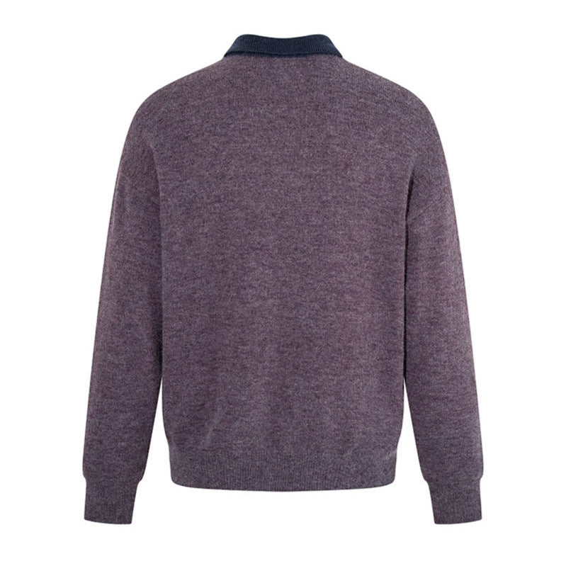 Herren Poloshirt-Strickpullover mit Knopfleiste, Brusttasche und Kontrastkragen Shop Nory
