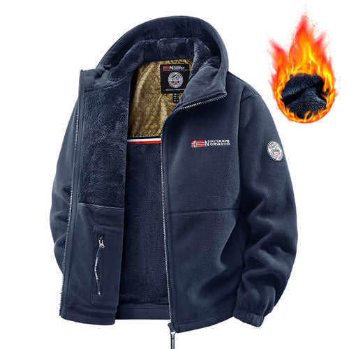 Herren Thermo-Fleecejacke mit dichter Teddy-Innenfütterung und Stehkragen Shop Nory