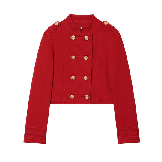 Damen kurz geschnittene militärisch inspirierte Jacke mit dekorativen Zierknöpfen Shop Nory