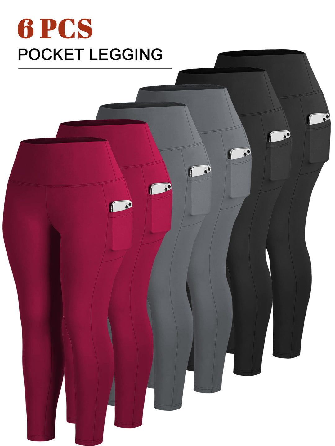 Damen Knöchelhohe Sportleggings mit hohem Bund und seitlicher Smartphone-Tasche Shopy Nory