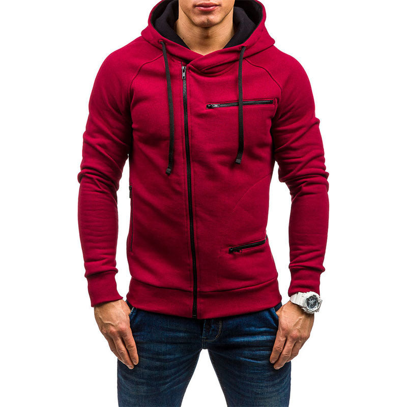 Herren Kapuzenjacke mit modernem Reißverschluss und kontrastiven Details