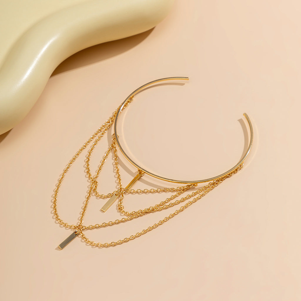 Damen mehrlagige Choker-Halskette mit modernen Metallanhängern Shop Nory