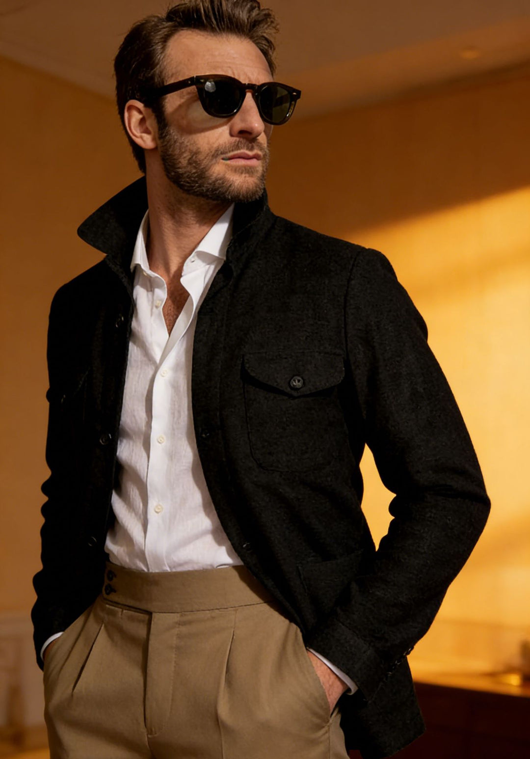 Herren Leichte Fieldjacke aus Baumwoll-Leinen mit Pattentaschen Shop Nory