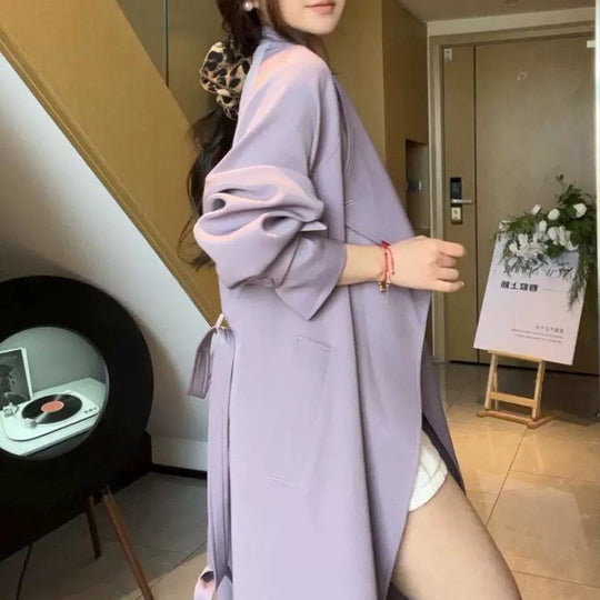 Damen Oversized Wickelmantel mit asymmetrischem Schnitt und verstellbaren Manschetten Shop Nory