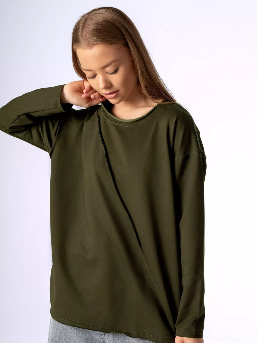 Damen Oversized Longsleeve mit schräger Naht und überschnittenen Schultern Shop Nory