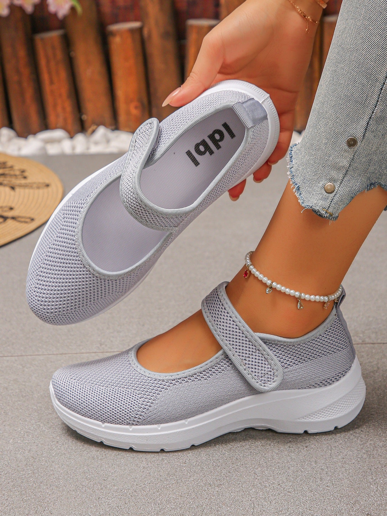 Damen Atmungsaktive Klett-Sneaker Shopnory