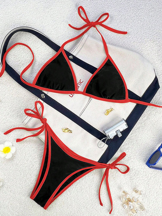Damen Triangel-Bikini mit verspielten Schleifen