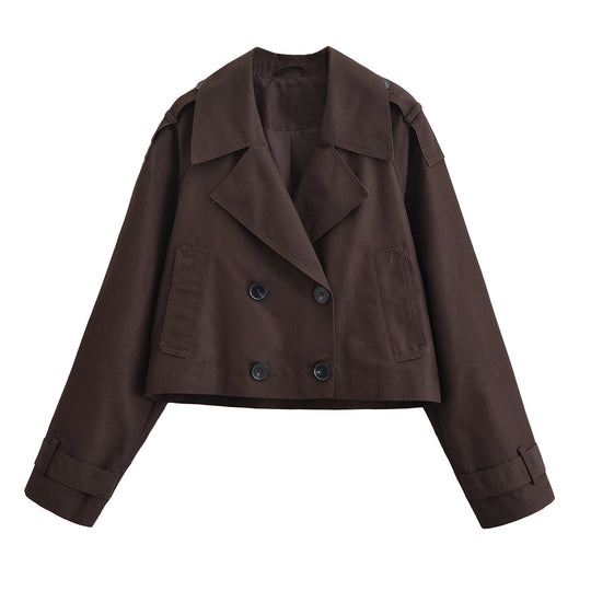 Damen Kurze Doppelreihige Trenchjacke im Cropped-Workwear-Look Shop Nory