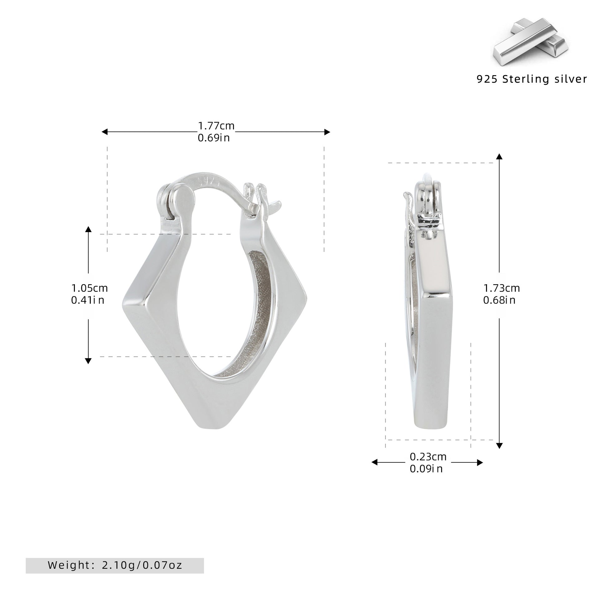 Damen Ohrhänger im modernen Diamantdesign aus hochwertigem 925 Sterling Silber Shop Nory
