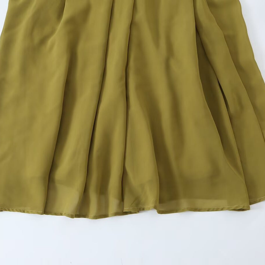 Damen Chiffon‑Maxikleid mit Bindeschleife, tailliertem Knotenband und Rüschenärmeln Shop Nory