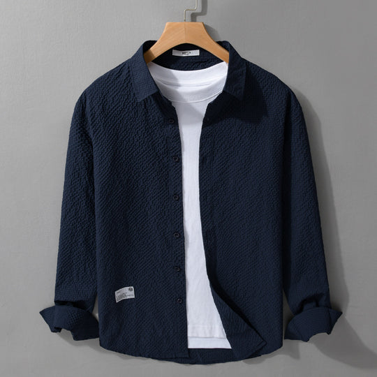 Herren Struktur-Leichthemd im Layering-Style mit Crinkle-Optik und gerundetem Saum Shop Nory