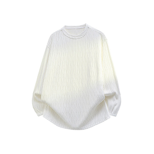 Unisex Oversize Strukturierter Rundhals-Pullover mit Ballonärmeln und abgerundetem Saum Shop Nory