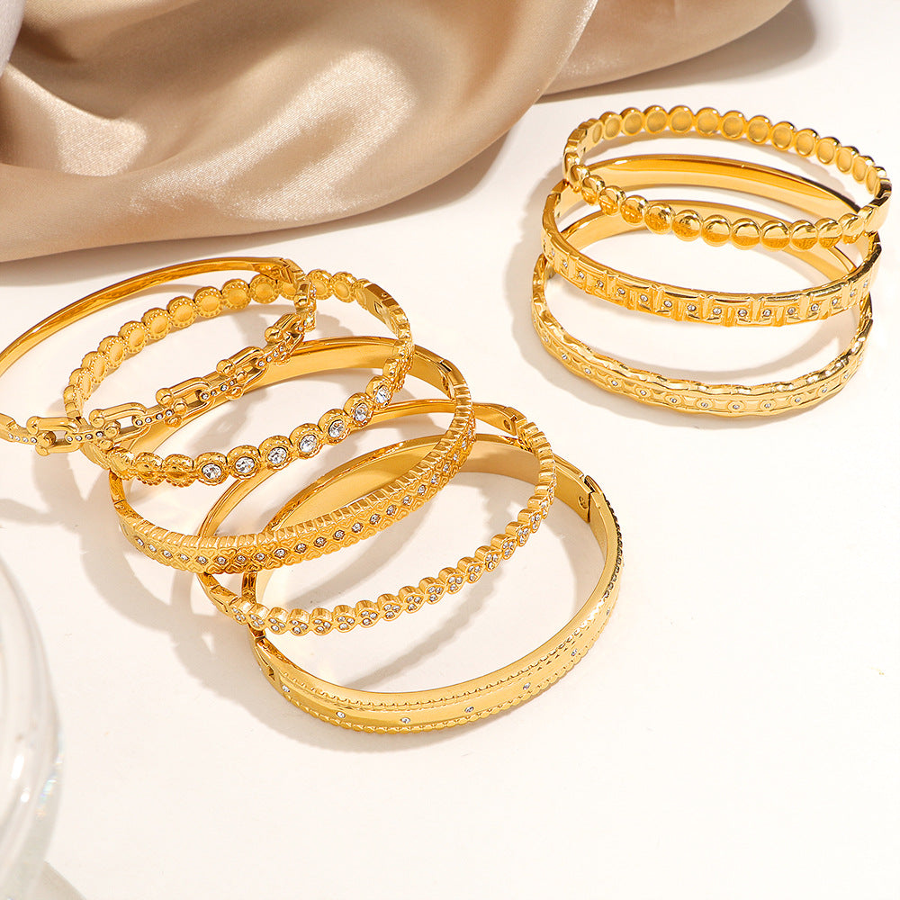 Damen Kristallverzierte Gold Armreif Bracelet Shop Nory