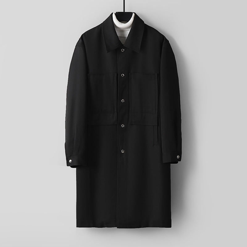 Herren Longline-Mantel mit Hemdkragen und aufgesetzten Taschen Shop Nory