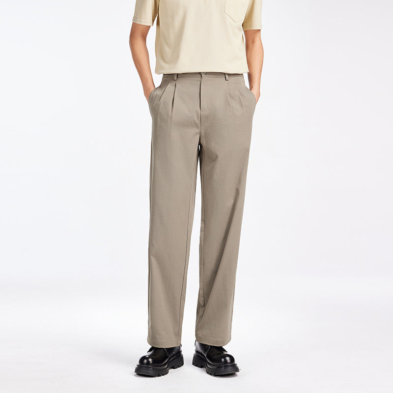 Herren Elegante Bundfalten-Stoffhose mit hoher Bundhöhe, Bügelfalte und geradem Bein Shop Nory