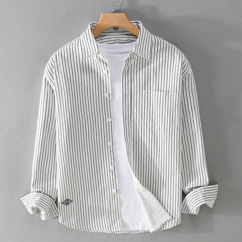 Herren Vertikalgestreiftes Relaxed-Fit Hemdjacken-Overshirt aus leichtem Baumwollmix Shop Nory