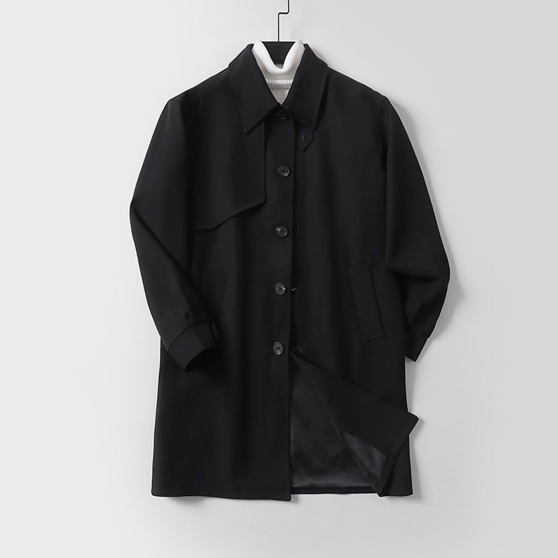 Herren Moderner minimalistischer Trenchcoat mit asymmetrischer Schulterklappe und knielanger Silhouette Shop Nory