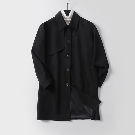 Herren Moderner minimalistischer Trenchcoat mit asymmetrischer Schulterklappe und knielanger Silhouette Shop Nory