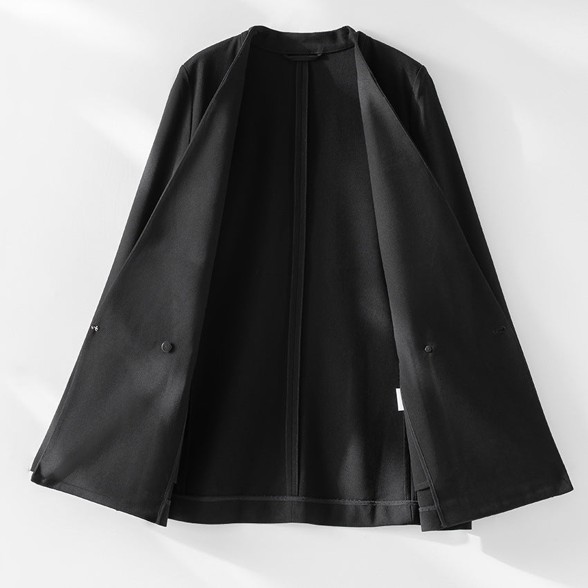 Damen Kragenloser Blazer mit V-Ausschnitt und minimalistischer Boxy-Silhouette Shop Nory