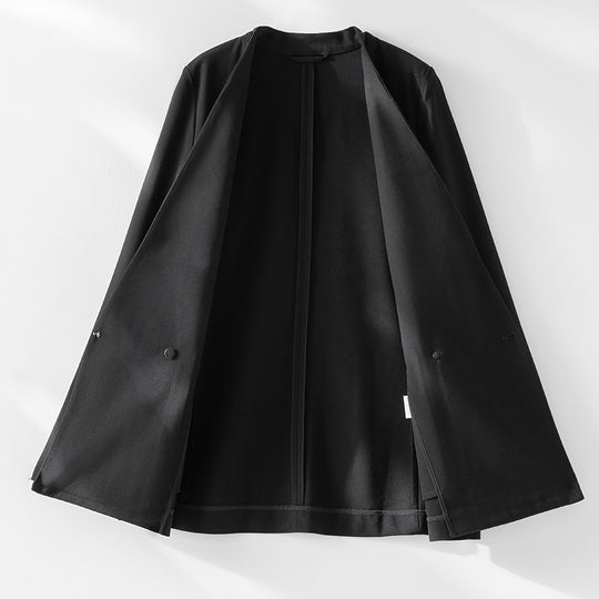 Damen Kragenloser Blazer mit V-Ausschnitt und minimalistischer Boxy-Silhouette Shop Nory