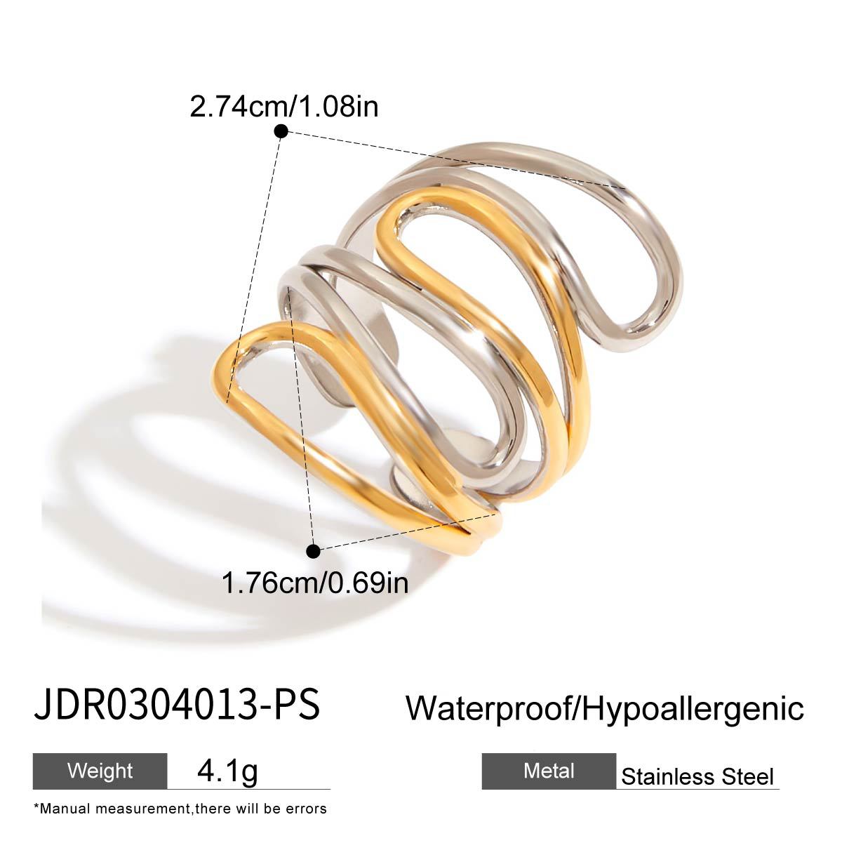 Damen Offener Ring mit innovativem zweifach geschwungenem Design aus hypoallergenem Edelstahl Shop Nory
