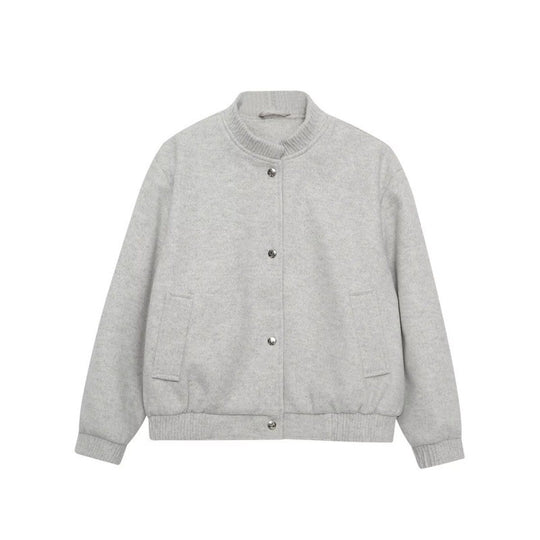 Herren Wollmix-Bomberjacke mit Rippbündchen und Druckknopfleiste Shop Nory