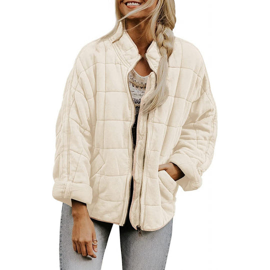 Damen Steppjacke im Oversized Schnitt mit Stehkragen und verdecktem Reißverschluss Shop Nory