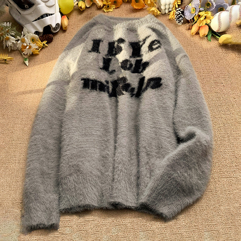Damen Flauschiger Pullover mit kreativem Aufdruck Shop Nory