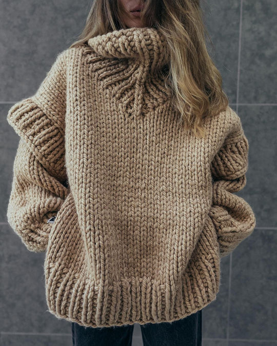 Damen Oversize Grobstrickpullover mit hohem Rollkragen Shop Nory
