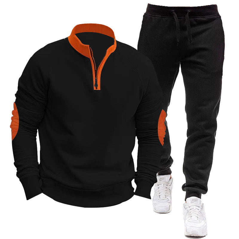 Herren Sportliches Hoodie- und Jogginganzug-Set mit kontrastierenden Ärmelakzenten