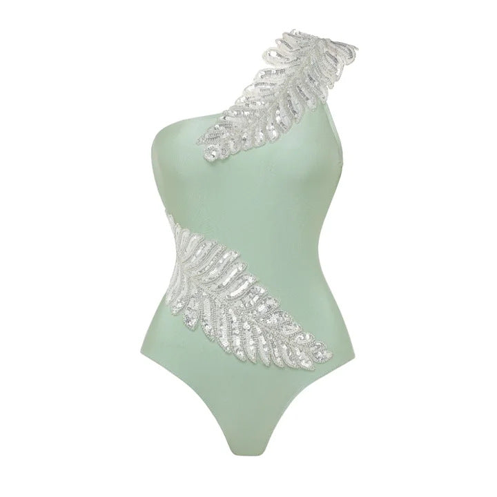 Damen Eleganter Einteiler mit funkelnden Paillettenapplikationen