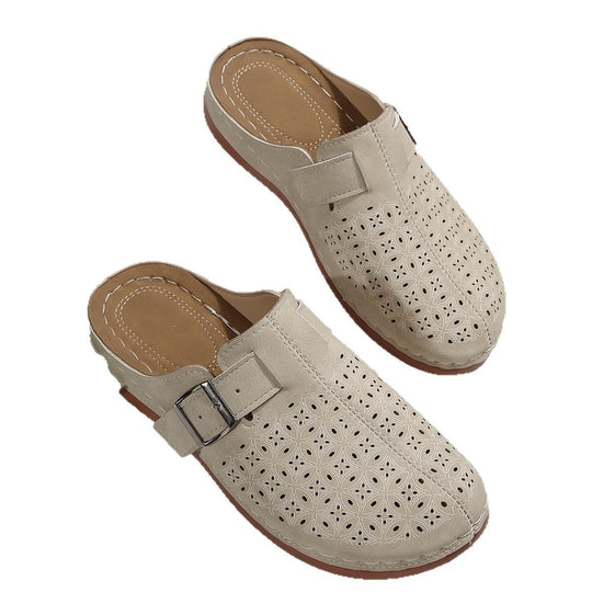 Damen Perforierte Komfort-Mules mit Zierlochmuster, verstellbarem Schnallenriemen und gepolstertem Fußbett Shop Nory
