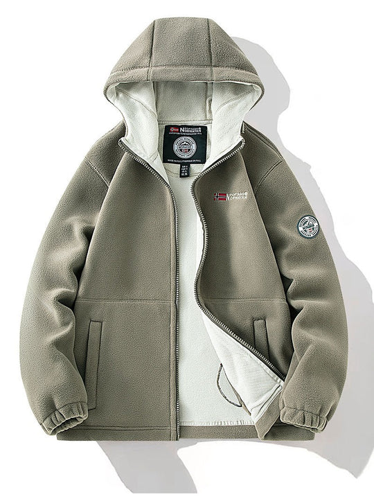 Damen Fleece-Kapuzenjacke mit wärmender Microfleece-Innenseite, durchgehendem Reißverschluss und Utility-Taschen Shop Nory