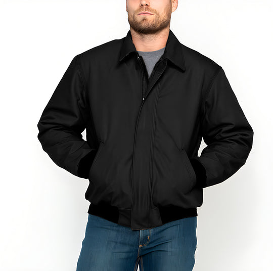 Herren Kurzjacke im Bomberstil aus weichem Kunstleder mit gerippten Bündchen Shop Nory