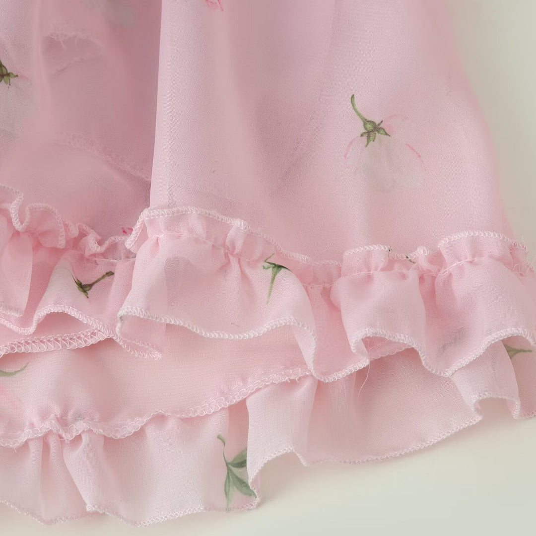 Damen Romantisches Chiffon-Minikleid mit Cut-Out-Seiten, Rüschenbesatz und Volantstufen Shop Nory