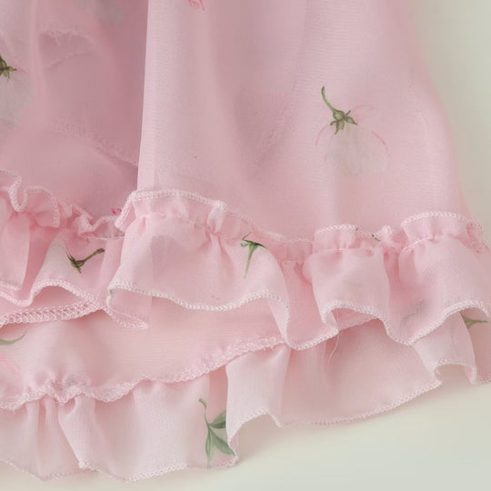 Damen Romantisches Chiffon-Minikleid mit Cut-Out-Seiten, Rüschenbesatz und Volantstufen Shop Nory