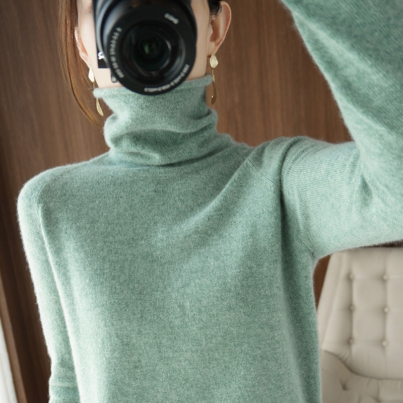 Damen Weicher Rollkragenpullover aus Kaschmir‑Look mit Daumenloch und figurbetonter Silhouette Shop Nory