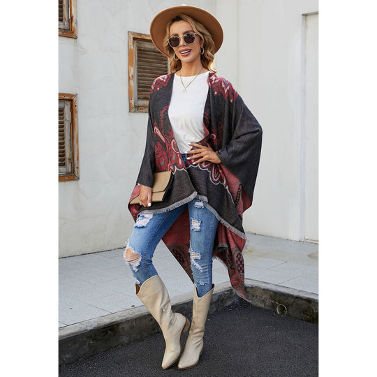 Damen Leichter Jacquard-Überwurf mit kaschmirähnlichem Griff und Fransensaum Shop Nory