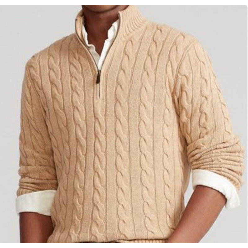 Herren Kabelstrickpullover mit Halbzip und Stehkragen aus weicher Kaschmirmischung Shop Nory