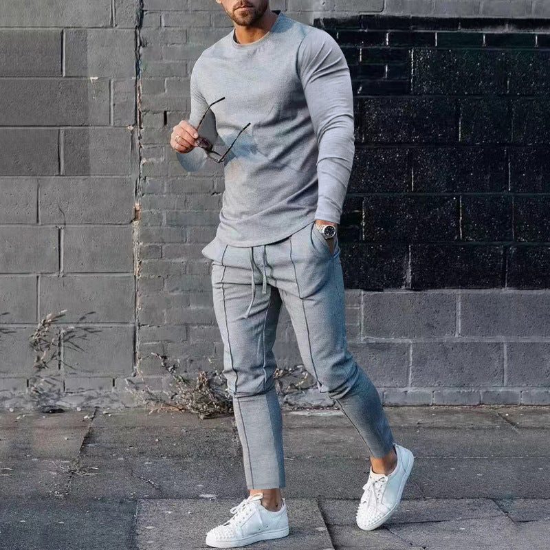 Herren nan athletisches Longsleeve- und Nahtdetail-Jogginghose-Set mit schlanker Passform Shop Nory
