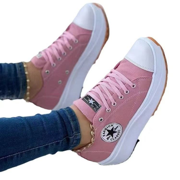 Damen Plateausneaker aus Canvas mit gezackter Gummilaufsohle und verstärkter Zehenkappe Shop Nory