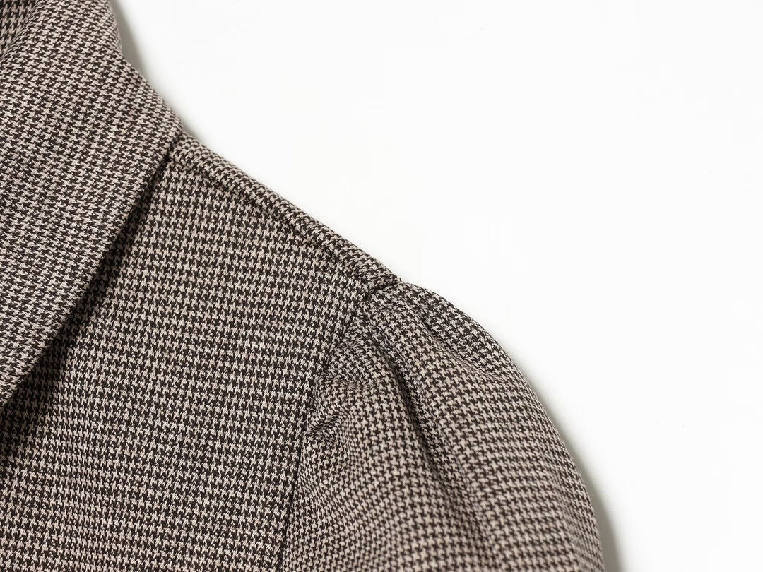 Damen Etuikleid mit Hahnentritt‑Muster, Bubikragen und Nahttaschen Shop Nory