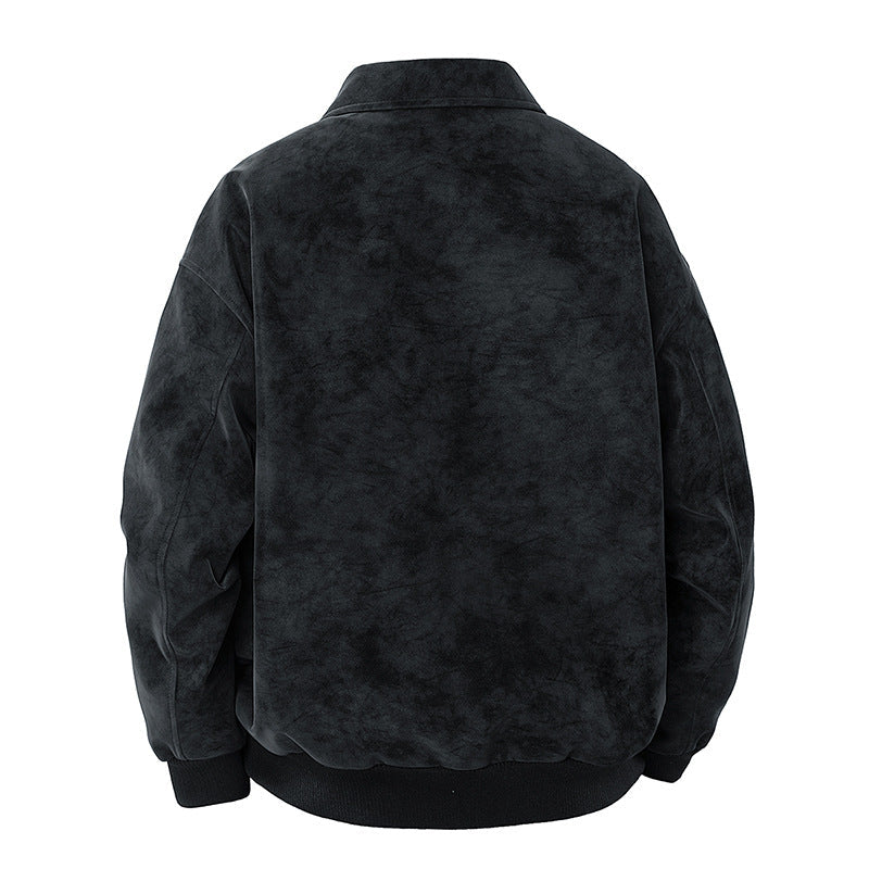 Herren elegante Wildlederjacke mit strukturiertem Schnitt