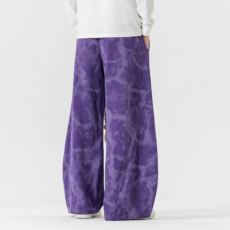 Unisex weite Batik-Haremshose mit dekorativem Kordelbund und tiefem Schritt Shop Nory