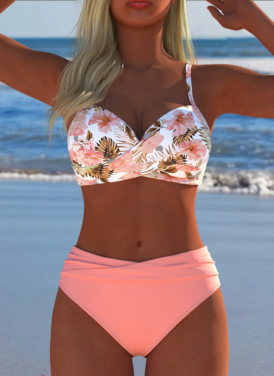 Damen Einteiler Badeanzug mit elegantem floralem Design und figurformendem Schnitt